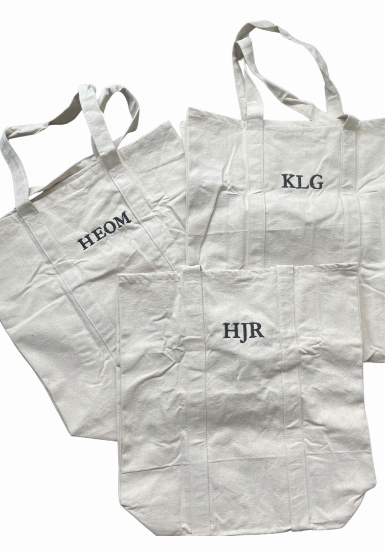 Personalized Embroidered Initial Tote Bag – Custom Monogram Canvas Tote