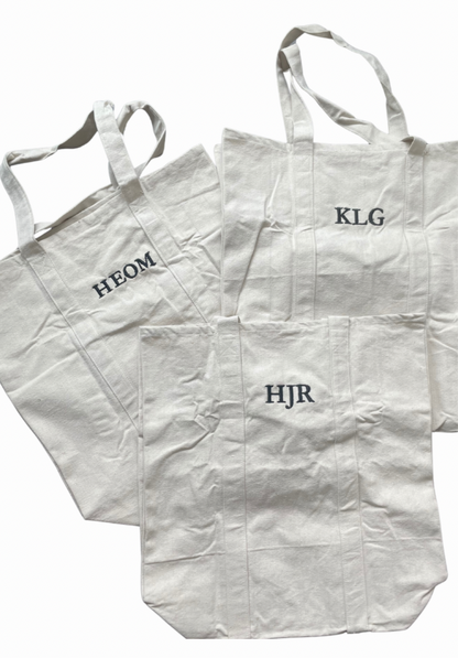 Personalized Embroidered Initial Tote Bag – Custom Monogram Canvas Tote