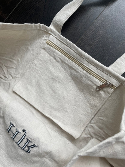 Personalized Embroidered Initial Tote Bag – Custom Monogram Canvas Tote