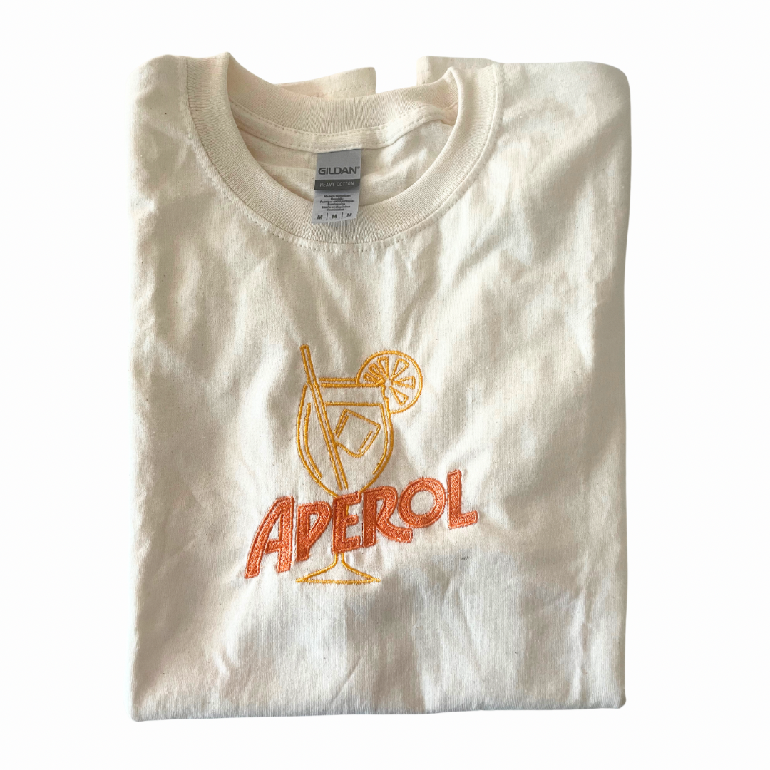 Aperol Spritz Embroidered T-Shirt – Summer Cocktail Tee